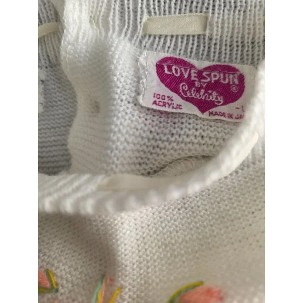 Love Spun by Celebrity 60/70s Baby Dress Newborn L Embroidery White Knit Acrylic
